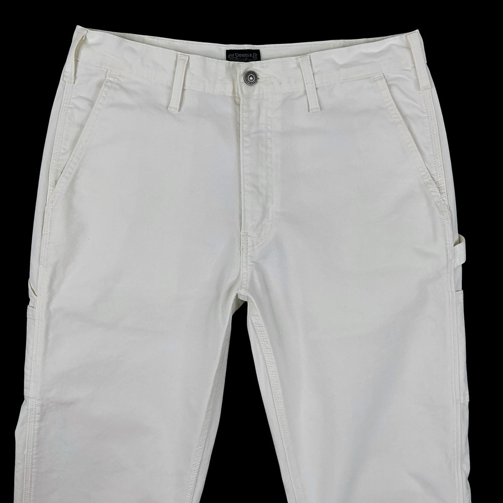 Levis‎ Pants Men 34x36 (ACTUAL 32x31.5) Ivory White Carpenter Twill Straight - Picture 3 of 15